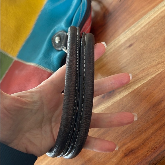 Multicolored Patchwork High Quality Pebbled Leather Purse - Picture 9 of 17